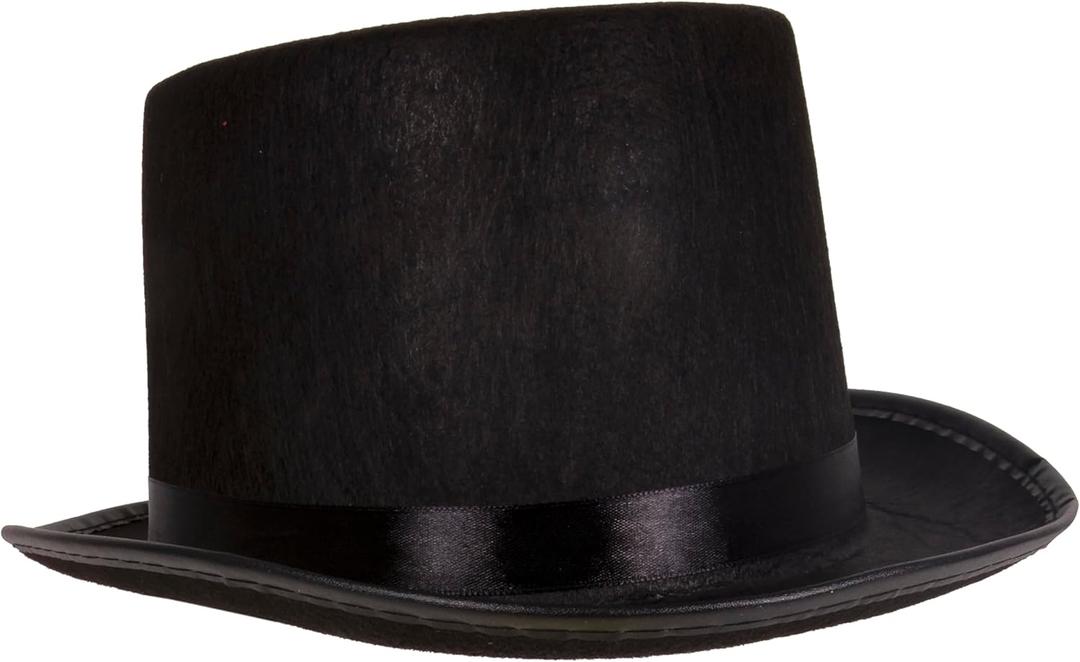 Kangaroo One Classic Black Top Hat for Men & Women of Head Size 55-57 Cm  Men's Easter Hat Adult Costume Accessory for Cosplay, Easter, Halloween, Carnival & New Year Party Events