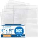 Spartan Industrial - 8 X 10 (500 Count) Thick 4 Mil Clear Reclosable Zip Plastic Poly Bags with Resealable Lock Seal Zipper - Heavy Duty and Durable
