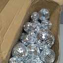 Funtery 100 Pcs Mirror Disco Balls Bulk Assorted Silver Hanging Disco Ball Decor for Home Wedding Birthday Dance Music 70 S Theme Party Christmas Tree Ornaments (1.2'',1.6'',2'',2.4'',4'')