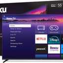 Roku Smart TV  55-Inch Pro Series 4K QLED RokuTV with Backlit Roku Voice Remote Pro, Dolby Vision IQ, 120Hz Refresh Rate  Live Local News, Sports, Gaming