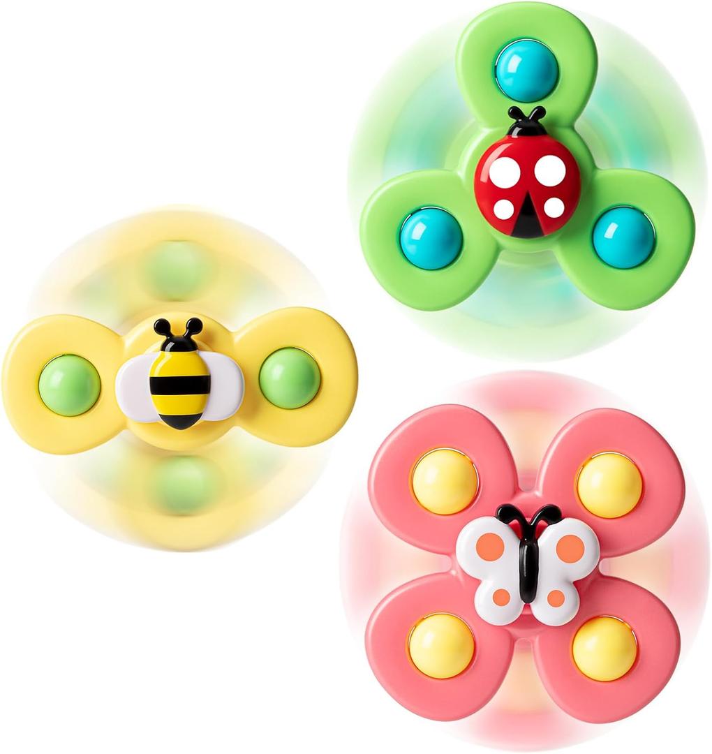 3PCS Suction Cup Spinner Toys for 1 2 Year Old Boys Spinning Toys Baby Toys 12-18 Months Sensory Toys for Toddlers 1-3 Easter Basket Stuffers Gifts for 1 Year Old Girls