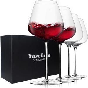 Crystal Red Wine Glasses Set of 4, 24.8oz Large Wine Glasses with Long Stem, Hand Blown Lead-Free Glass, Ideal Gift Packaging for Wedding,Anniversary, Birthday,Christmas
