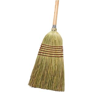 Corn Broom with Wood Handle Heavy Duty Indoor Outdoor Broom (1 1/4 Inch Handle)