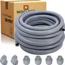 Liquid-Tight Conduit - 1-1/4 inch 50 Feet Flexible Non Metallic Liquid Tight Electrical Conduit Kit, with 4 Straight and 2 Angle Fittings Included