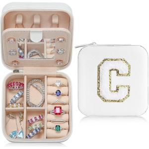 Parima Trendy C Jewelry Case - Teen Travel Accessories, Jewelry Box for Girls' Birthday Gifts (White)
