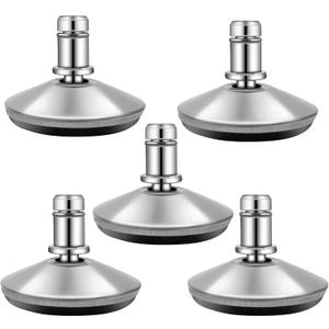 Bell Glides Replacement Office Chair Swivel Caster Wheels to Fixed Stationary CastorsAdjustable Castor Low Profile Stool with Separate Self Adhesive Felt Pads Black 5pcs Silver