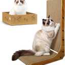 AGYM Cat Scratcher, 26 inch L Shape Cat Scratching Pad for Indoor Cats, Durable Sustainable Cardboard Scratcher with Box, Recyclable Vertical Cat Scratch Pad to Protect Furniture, Large