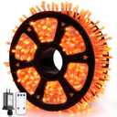 JMEXSUSS 600 LED Thanksgiving Lights Outdoor, Orange Christmas Lights Plug in, Orange String Lights Clear Wire for for Indoor Room Yard Tree Fall Thanksgiving Decorations