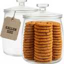 kitchentoolz 1 Gallon Glass Cookie Jar with Lid  Set of 2 Large Glass Jars with Lids for Cookies, Candy, Flour, Sugar, Pet Treats  Clear Glass Canisters for Food Storage - Pack of 2