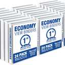 Samsill 1 Inch 3 Ring Binders, Made in USA, Economy Round Ring, Clear View Cover, 200 Sheet Capacity - for School, Home, Office - White, 24 Pack (24-Pack, White)