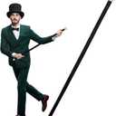Nicky Bigs Novelties Adult Costume Accessory Plastic Tuxedo Dance Recital Parade Walking Cane Handheld Prop Staff 44 Inches (Black)