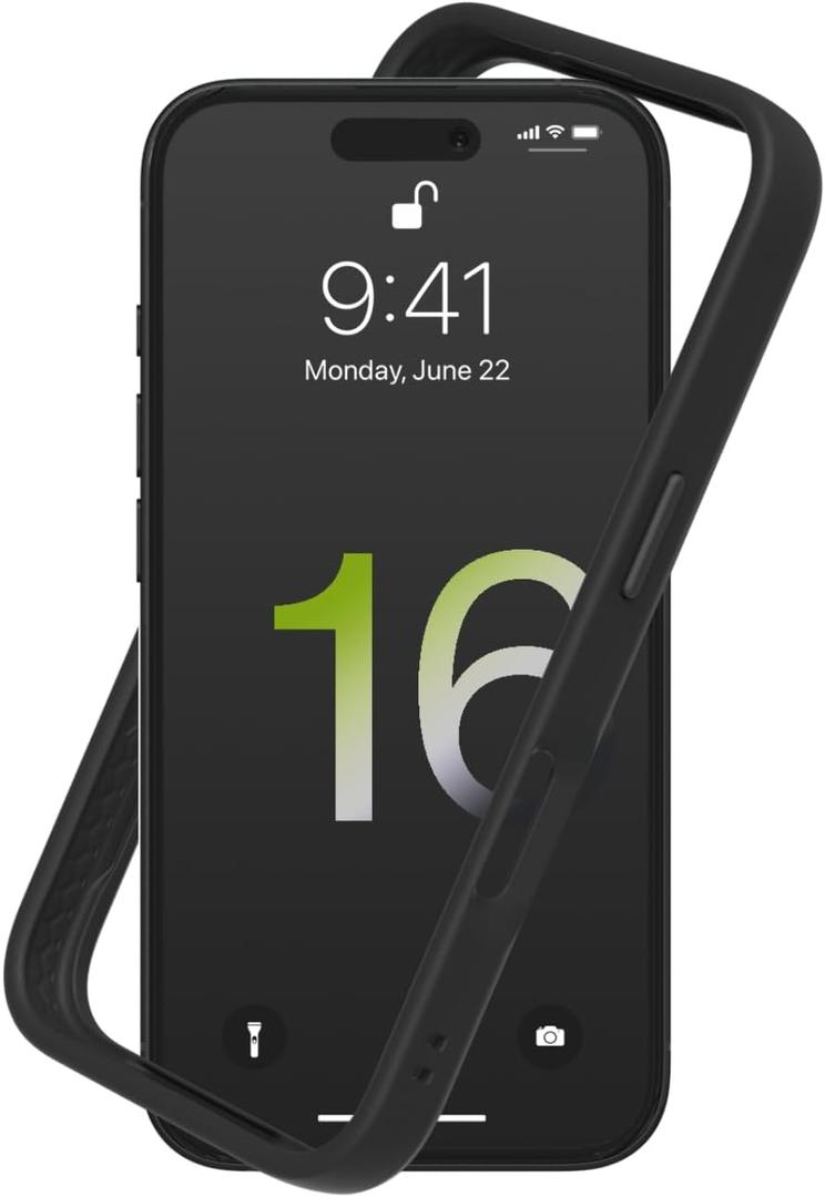 RhinoShield Bumper Case Compatible with [iPhone 16 Plus] | CrashGuard - Shock Absorbent Slim Design Protective Cover 3.5M / 11ft Drop Protection - Black