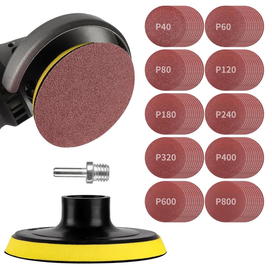 100PCS 4 Inch Sanding Discs and Hook Loop Backing Pad, Angle Grinder Sander Attachment Sandpaper Set Compatible with Milwaukee, DeWalt, Makita, 40-800 Grits Sanding Pads for Wood Metal Polishing