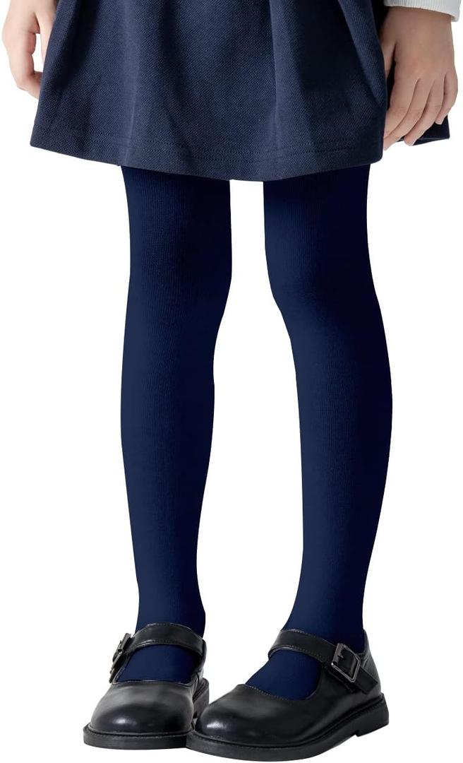 Girls Tights Toddler Seamless Plain/Cable Knit Leggings Stockings 2/3 Pack Cotton Pantyhose Pants for 2-8 Years (Blue)