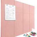 Large Cork Board Alternative 48" X 36" Bulletin Board - 12 Pack Removable Felt Wall Tiles with 30 pushpins, Large Cork Boards for Walls Cork Board for Office Pin Board Tack Board - Pink