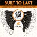 Rubber Bungee Cords with Hooks - Black EPDM Synthetic Heavy-Duty Rubber Tie Down Straps for Outdoor, 31 inch 10 Pack (47" Max Stretch) Tarp Covers, Canvas Canopies, Motorcycle, Cargo - Xpose Safety