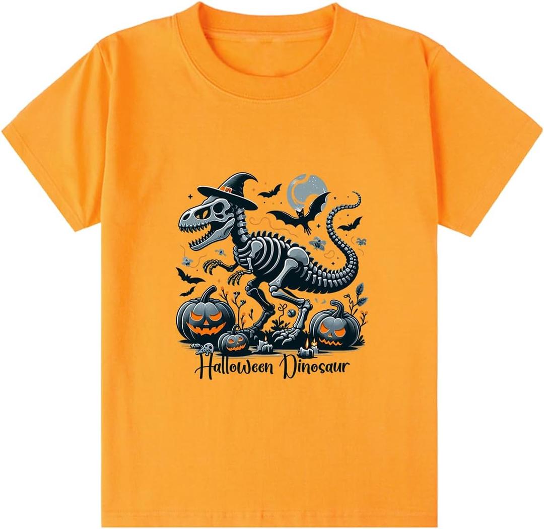 Halloween Shirts for Kids Boys Girls Toddler Halloween Shirt Pumpkin Shirts Ghost Clothes Short Cotton Sleeve Tee 2T-8Y