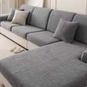 Sectional Couch Cushion Covers,Washable Thick Stretch Jacquard Fabric Couch Covers for Sectional Sofa, Skin-Friendly Slip Sofa Slipcovers for Pets (Dark Gray,Chaise Cover)