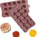 2 Pack Valentine's Day Silicone Molds Chocolate Candy Mold Rose Flower Baking Molds Non-stick Silicone Tray Fancy Shapes for Fat Bombs, Caramels, Jello, Gummy, Truffles, Ice Cubes