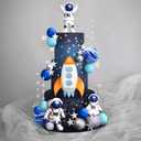 LaVenty Space Cake Toppers Outer Space Astronaut Rocket Stars Cake Decorations for Birthday Party Supplies Baby Shower