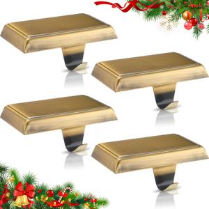 Zhengmy Christmas Stocking Holders for Mantle Weighted Stocking Holder Fireplace Hangers for Xmas Holiday Party Decoration(Stainless Steel,Bronze,2 Pcs)