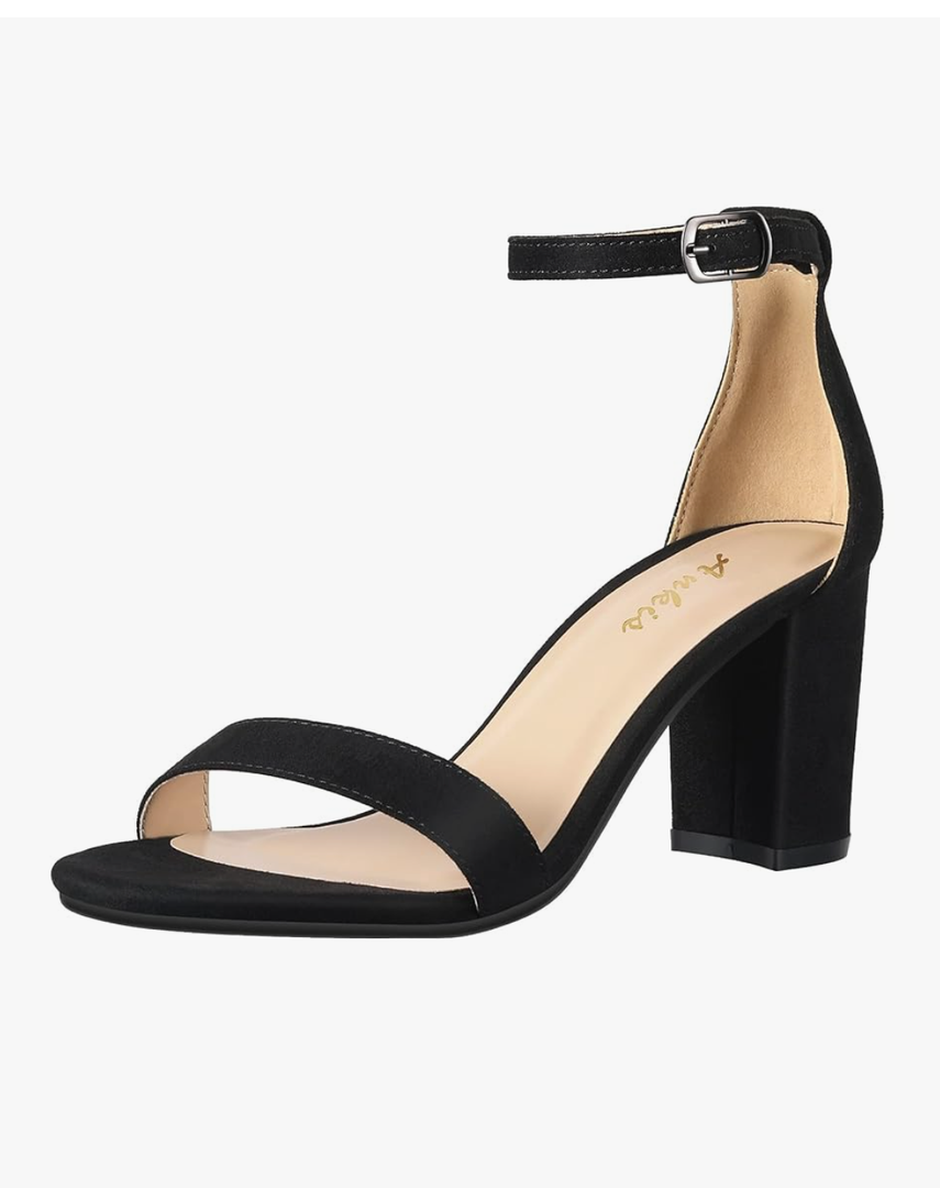 Ankis Heels for Women Open Toe Ankle Strap Chunky Heel Sandals 2.75 Inch, Size: 7,5