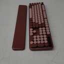 Wireless Keyboard and Mouse Combo - Retro Keyboard with Round Keycaps, Full-Size Typewriter Keyboard with Detachable Wrist Rest, 2.4GHz Connection for Mac/Windows/PC (Red)