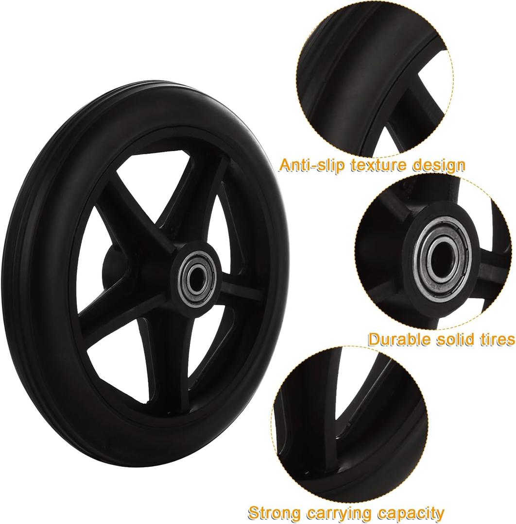 2 Pcs 6 Inch Walker Wheels Replacement, Solid Wheelchair Front Wheels, Anti-Slip Rollator Replacement Wheels for Wheelchairs, Rollators, Walkers