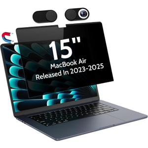 Magnetic Privacy Screen for MacBook Air 15 Inch (2023-2025, M2 M3 M4) - A2941 A3114 A3241, 15inch Removable Matte Anti Blue Light Glare Filter for Mac Air 15.3" Laptop Computer (black)