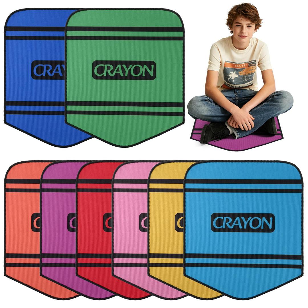 8pcs Crayon Carpet Circle Seats for Classroom 14 x 17 Inch Colorful Classroom Rug Back to School Floor Cushions Soft Educational Mat Non Slip First Day of School Learning Playing Areas