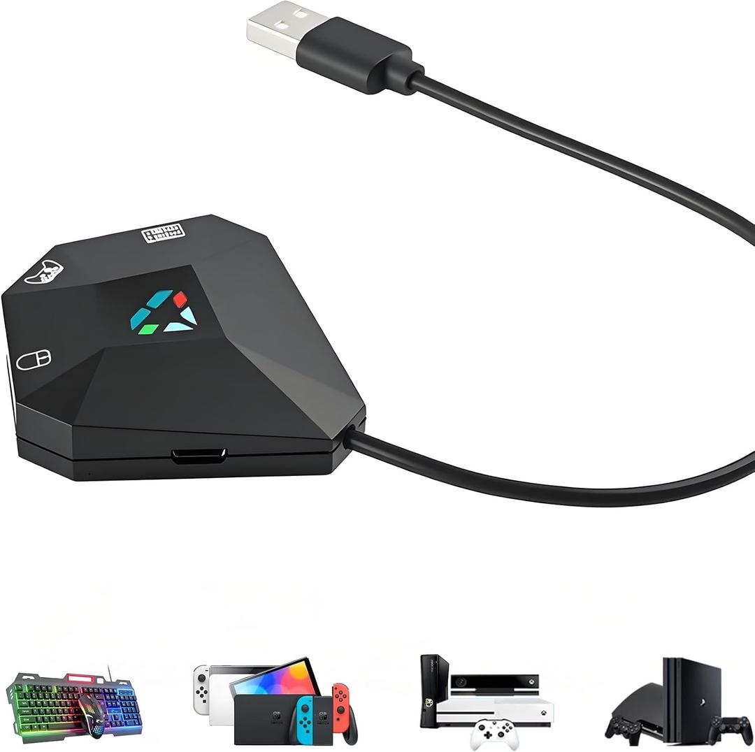 Keyboard and Mouse Adapter for Nintendo Switch/PS4/PS3/Xbox One/Xbox 360 Console Converter, Keyboard Mouse Adapter Support Mapping & Reset Button, Perfect for FPS, TPS, RPG, RTS Games