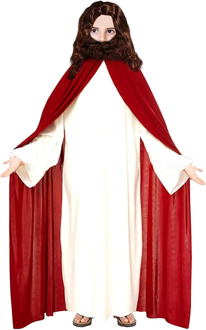 Jesus Saint Joseph Costume For Kids - Christmas Halloween Cosplay Party,With A Red Cloak
