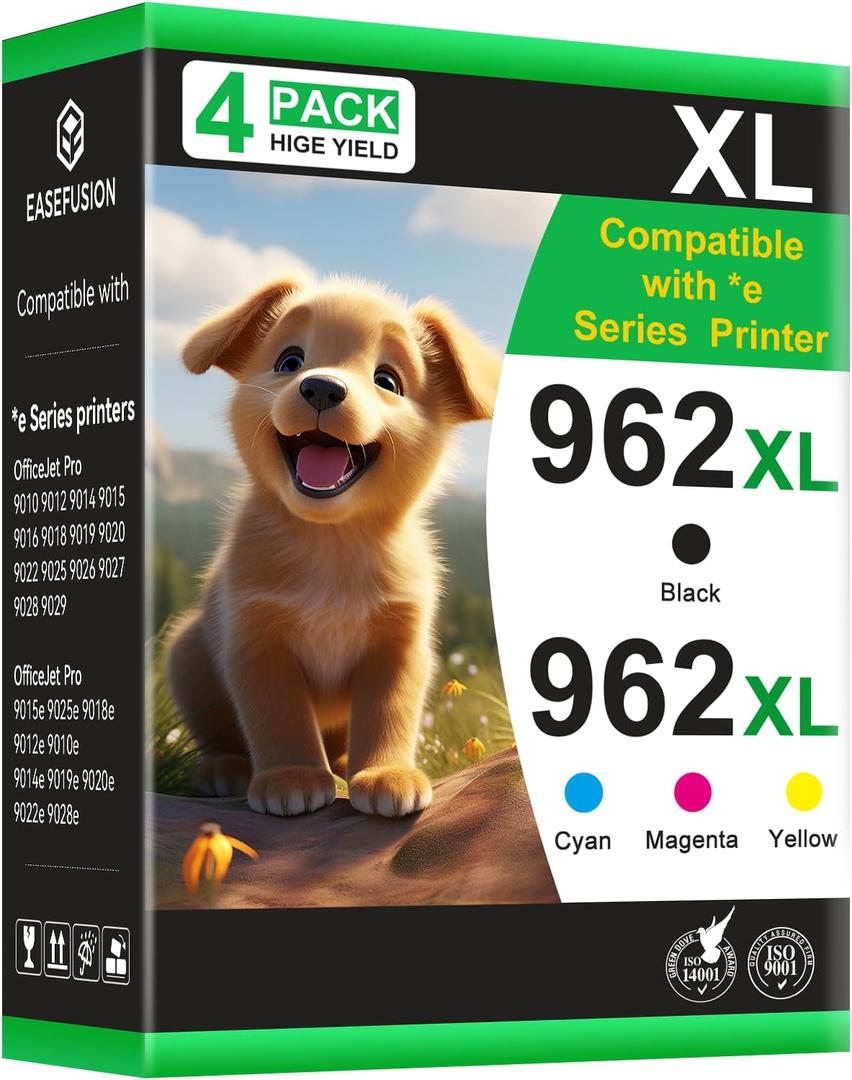 962XL Ink Cartridges Combo Pack Replacement Compatible for HP Ink 962 XL HP962XL HP962 Works with HP Office Jet Pro 9010e 9012e 9014e 9015e 9018e 9019e 9020e 9022e 9025e 9028e Printers