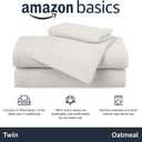 Amazon Basics 3 Piece Breathable, Stretchy 100% Cotton Jersey Knit Bed Sheet Set, Includes Flat and Fitted Sheets, Pillowcase, Light Weight, Machine Washable, Twin, Oatmeal, Solid
