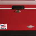 Coleman Vintage 54qt Steel Belted Cooler, Keeps Ice Up to 4 Days, 85-Can Capacity Hard Cooler with Drain & Have-A-Seat Lid (Red)