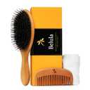 Premium Boar Bristle Hair Brush for Thick Hair Set. Hairbrush for Women With Thick, Long or Curly Hair. Restores Hair's Shine and Health. Comb, Travel Bag & Spa Headband Included
