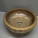 Gold Vessel Sinks Bowl Luxury Gold Glazed Ceramic Vanity Top Sink for Restroom Bathroom Bar Dia.16.4"Size, 16.34"L x 16.34"W x 5.91"H
