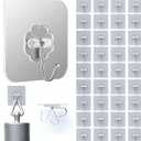 DDMY 36 Pack Heavy Duty Hooks 50lb(Max) Self Adhesive Large Hooks for Hanging,Wall Transparent Reusable Waterproof Hook for Kitchen Curtain Towel Hook for Bathrooms Coat Hook for Walls No Damage