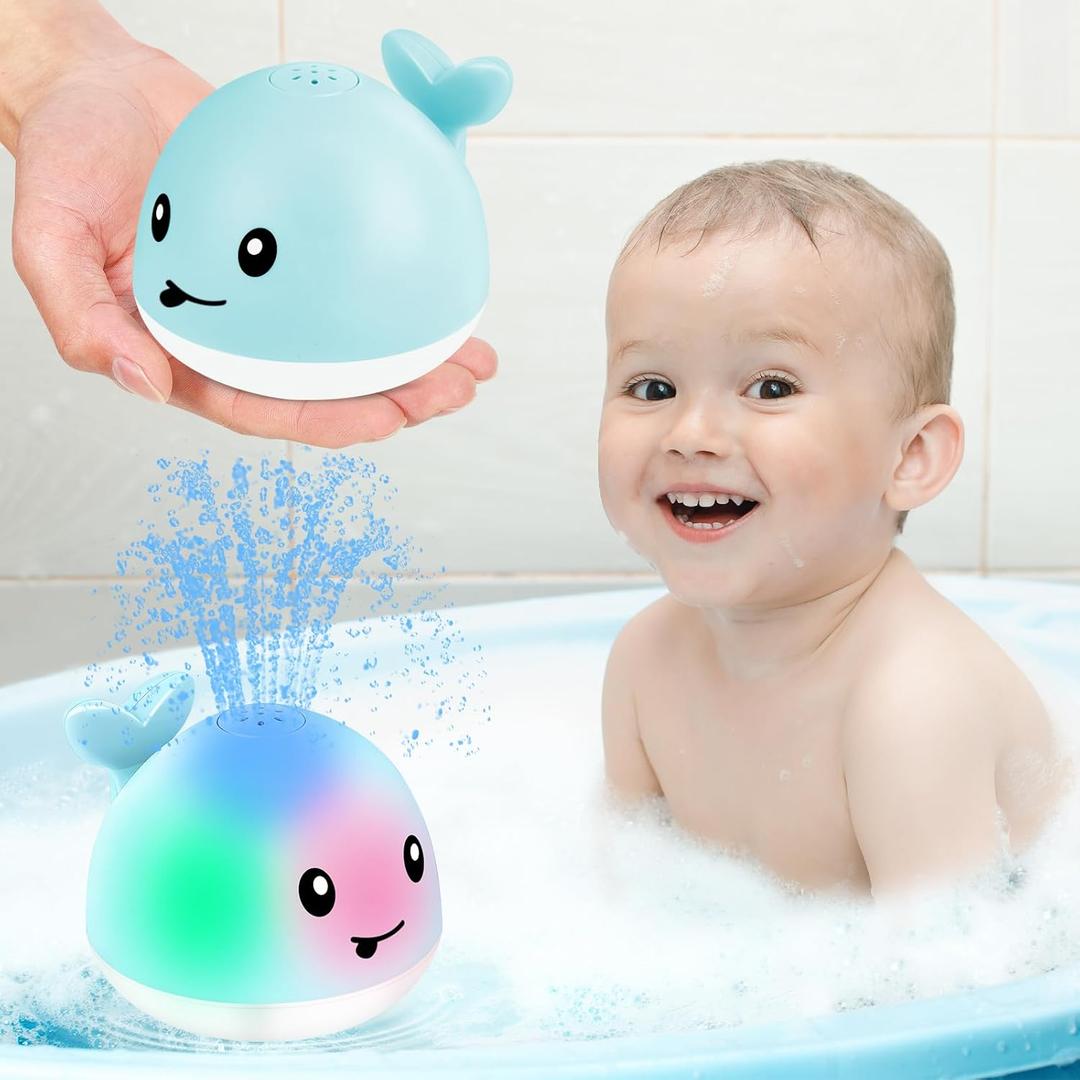 Gigilli Bath Toys for Kids Ages 13, Baby Bath Toys 1 2 3 Year Boy Girl, Easter Basket Stuffers Gifts 61218 Months, Light Up Whale Bath Toy Sprinkler Toddler Birthday Bathtub Fountain Pool Water Toy