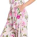 R&M Richards Women's Strapless Floral Jumpsuit W/Waist Tie Sash & Pocket | Relaxed Fit Romper for Casual Daytime Occasions, Pink WhiteSize 6