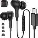 USB C Headphones Wired Earbuds for iPhone 17 16 Pro Max 15 for Samsung S26 S25 Ultra S24 S23 Wired Headphones,Corded USB Type C Earphones with Microphone& Remote for iPad 10 11th Pixel 10a 9 9a,Black