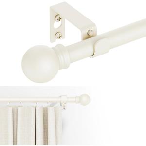 GXOACKJ Curtain Rods for windows 28-78 inch, 5/8 inch Decorative Ivory White Splicing Heavy Duty Metal Curtain Rod set with Brackets