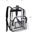 Amazon Basics Transparent School Backpack, With Water-Resistant PVC Plastic Material and Ruggedly Reinforced Shoulder Straps, Clear