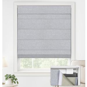 LazBlinds No Drill Roman Shades for Windows, Cordless Blackout Window Shades with UV Protection, Polyester Fabric for Bedroom & Living Room, 33" W x 64" H, Grey