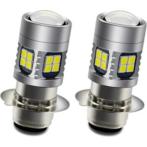 Ruiandsion 2pcs H6M LED Motorcycle Lamp Bulb DC 6V 12V Universal Super Bright 3030 22SMD Chips 6-30V P15D Motorcycle LED Light Bulb with High Low Beam,White
