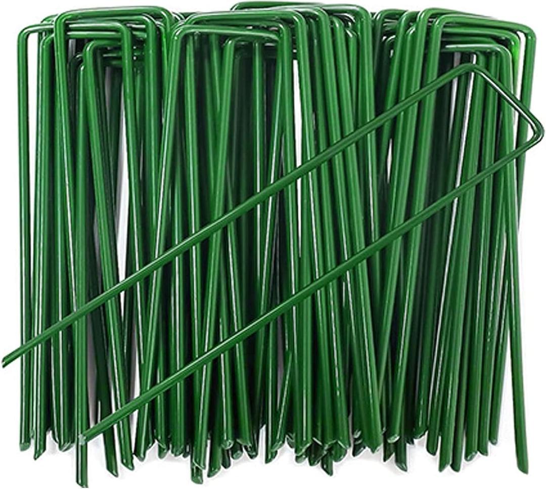 6 Inch Garden Stakes Galvanized Landscape Staples, U-Type Turf Staples for Artificial Grass, Rust Proof Sod Pins Stakes for Securing Fences Weed Barrier, Outdoor Wires Cords Tents Tarps (50 Pcs)