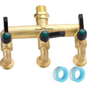 3-Way Garden Faucet, Outdoor Wall Mount Garden Faucet, 3/4-inch Male NPT Inlet and Three 3/4-inch Male GHT Outlets with Comfort Extended Handle On/Off Valve