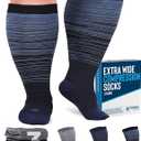 Doctor's Select 3 Pairs Plus Size Compression Socks Wide Calf - Up to 6XL | 20-30 mmHg Compression Socks for Women Wide Calf | Line Patterns 2 (5X-Large, 3 Pairs - Line Patterns 2)