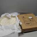 PEMAR 12.6 Mother of Pearl Round Serving Tray with Handles, Decorative Nacred Wooden Ottoman Coffee Table Tray White Tiles