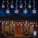 Christmas Snowflake Lights, 10.66ft 168 LED Icicle Lights Outdoor with 14 Drops, 8 Modes Waterproof Connectable Christmas Light for Eaves, Wedding, Garden, Yard, Indoor Outdoor Xmas Decor (Multicolor)